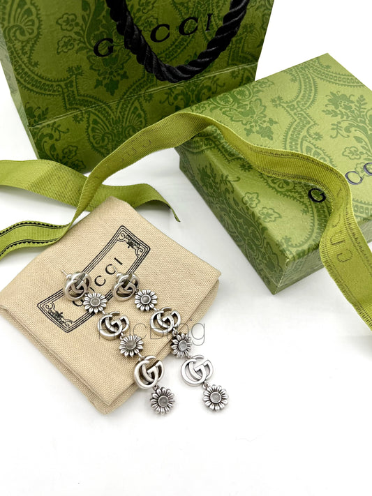 Silver Drop Branded Earrings GU