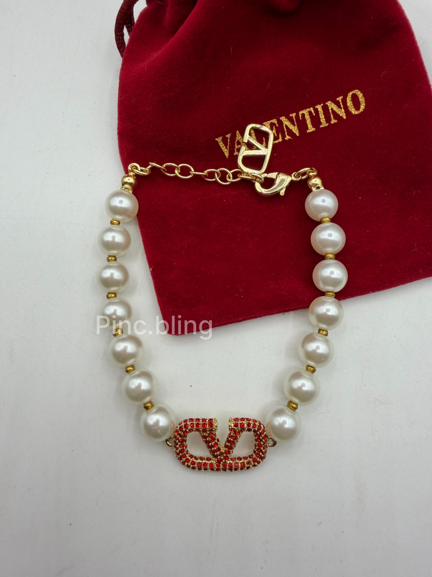 Vlogo Signature Bracelet With Pearls LxB