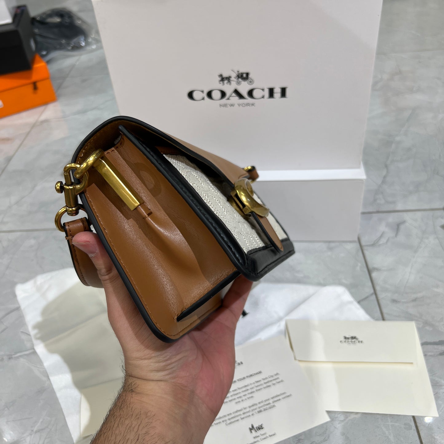 Branded Tan Pattern Bag