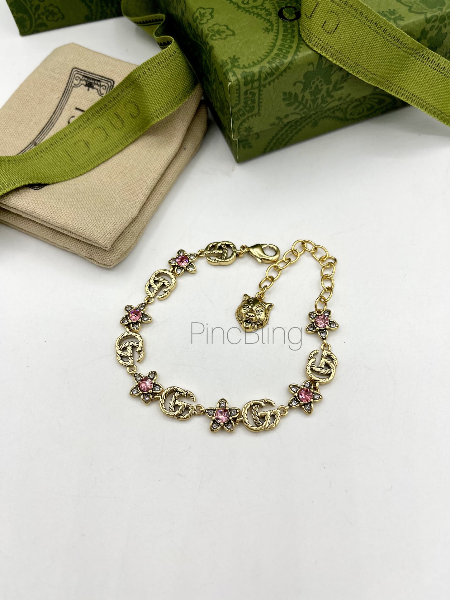Gold Floral Charm Bracelet GU
