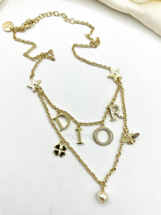 Layered Letter Charm Necklace