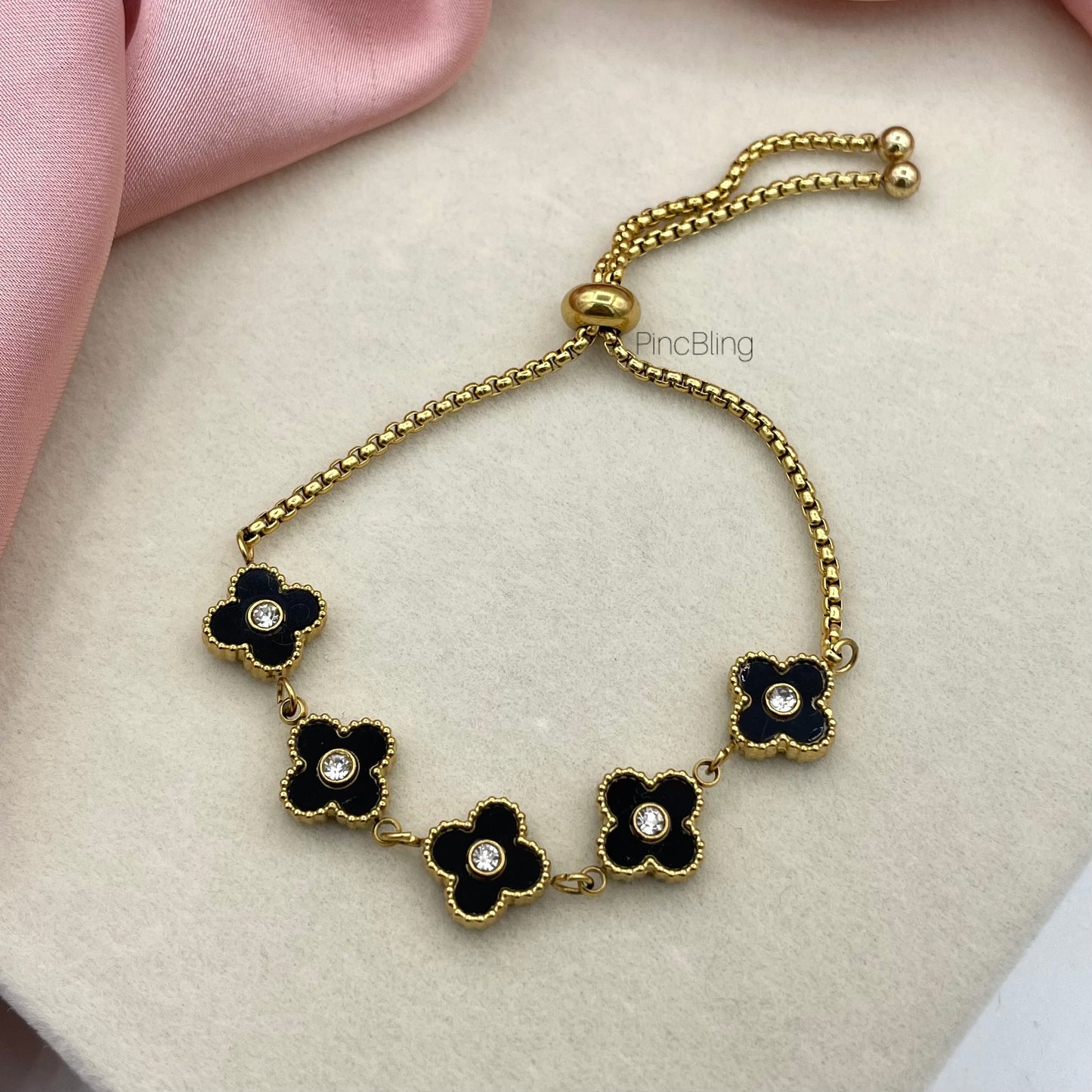 Adjustable Black clover Bracelet