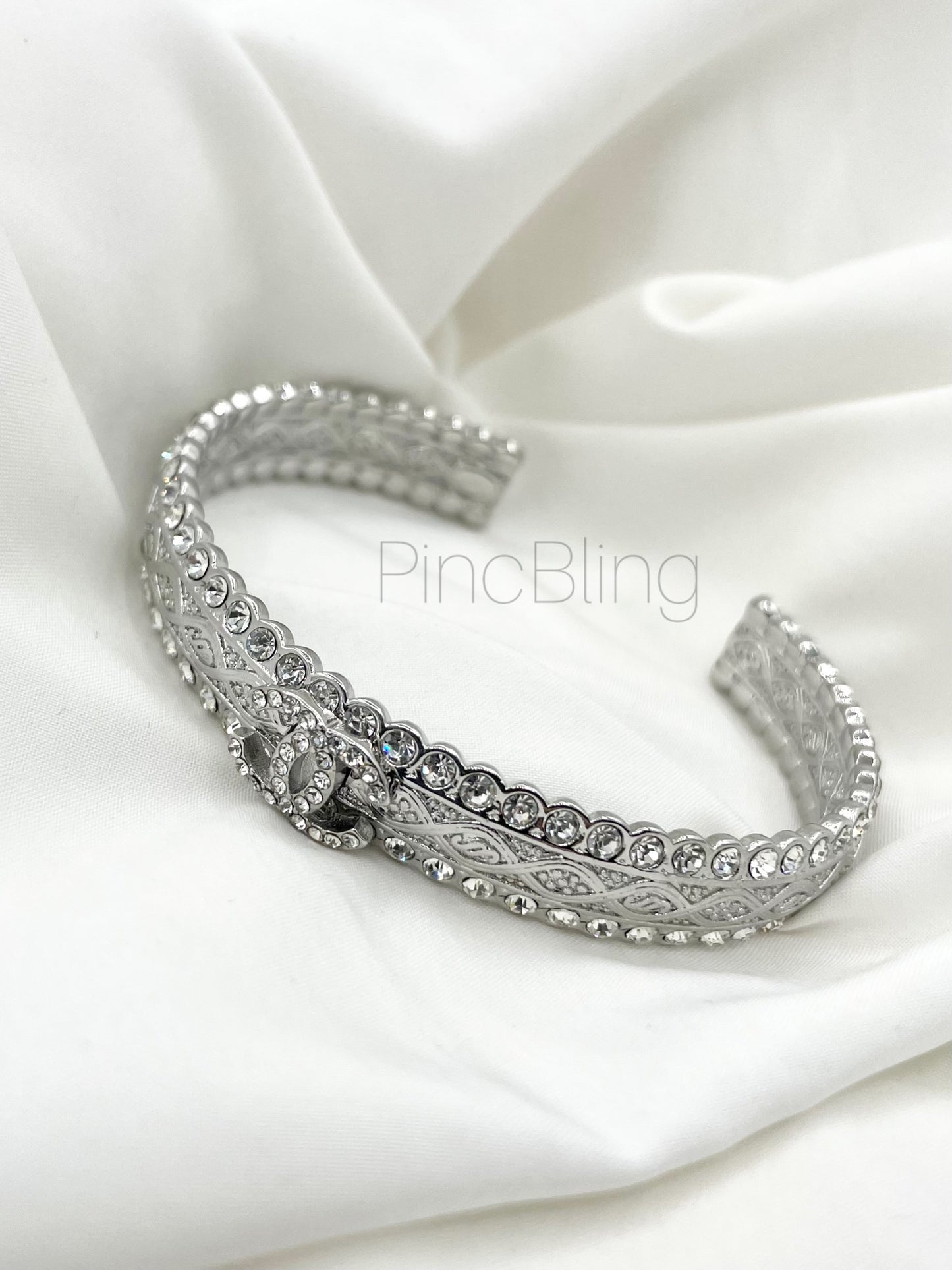 Silver Crystal Cuff Bracelet