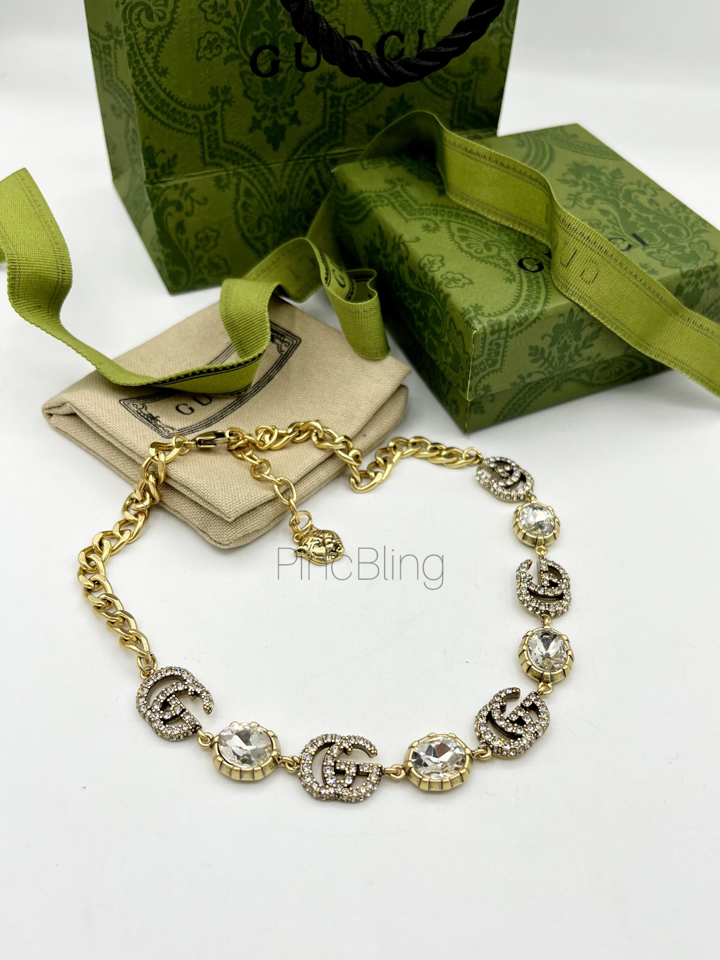 Gold Interlocking Branded Necklace GU