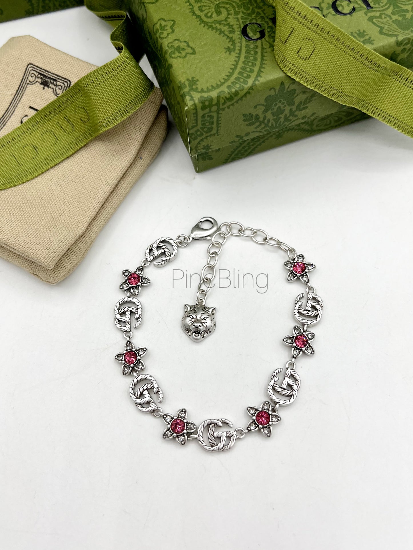 Silver Floral Charm Bracelet GU