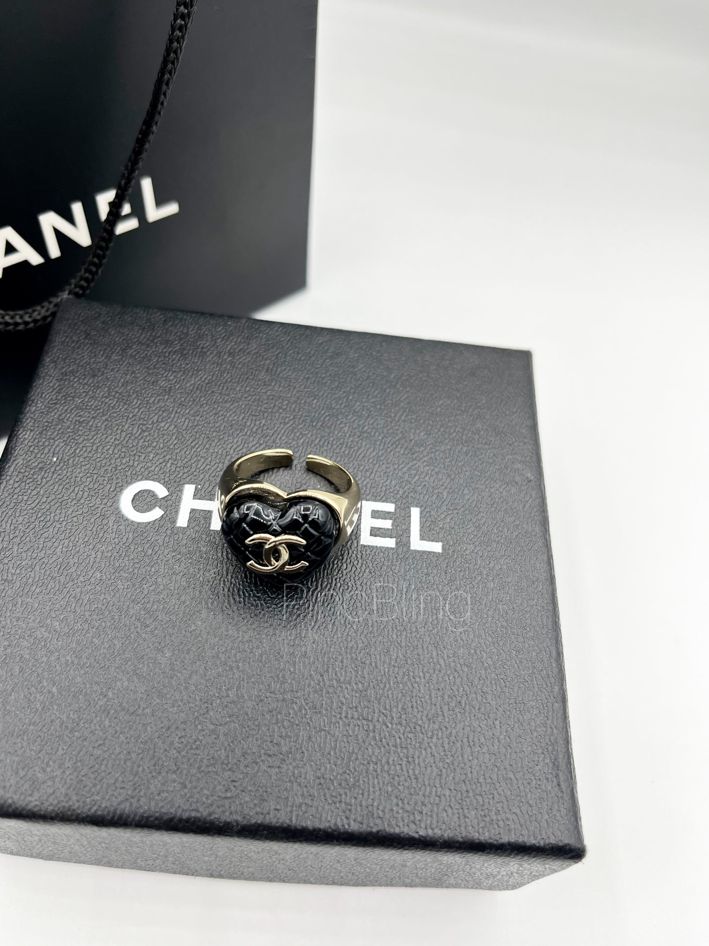 Black Heart Enamel Ring chnl LxR
