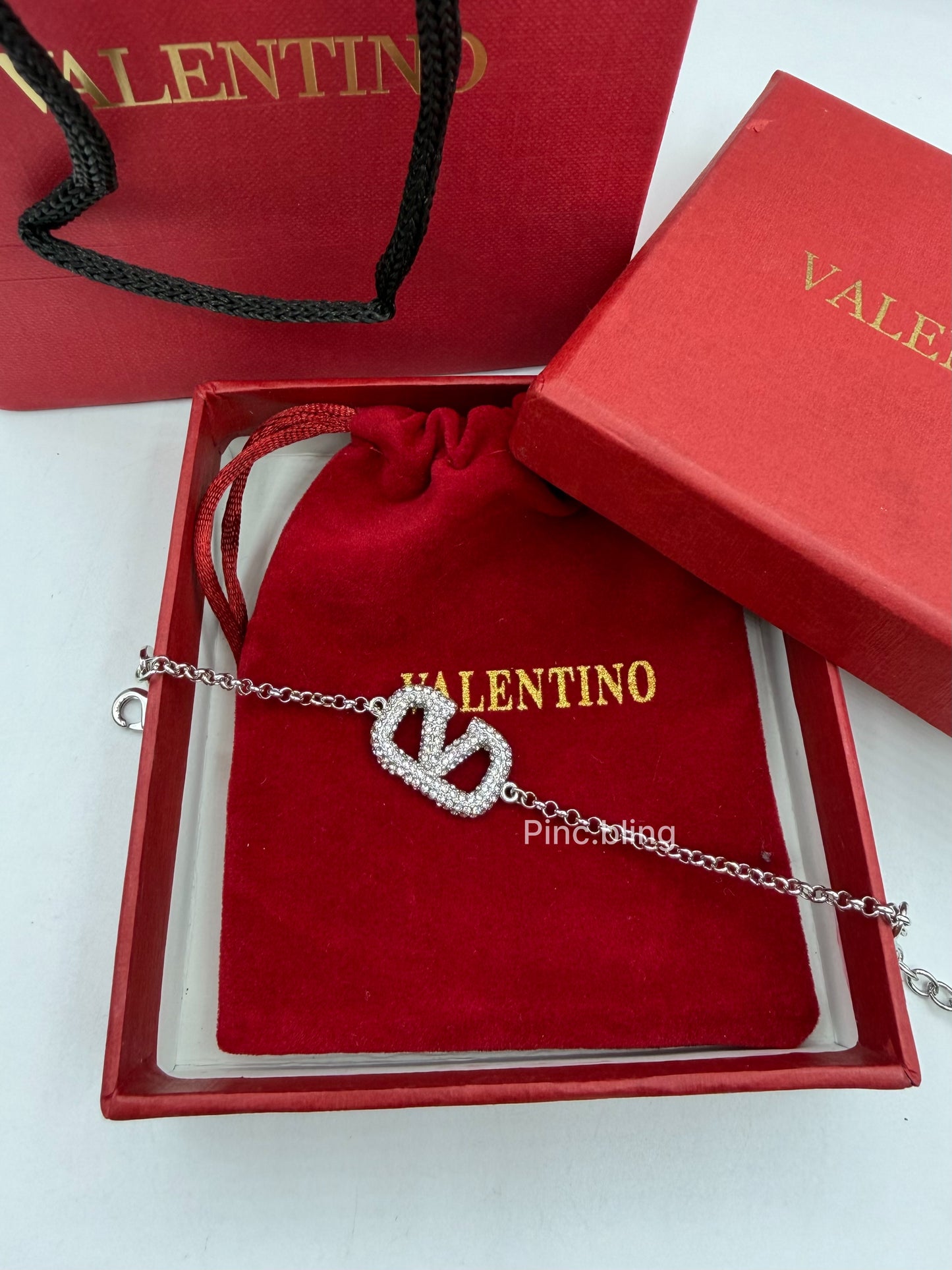 Vlogo Signature Silver Metal Bracelet LxB