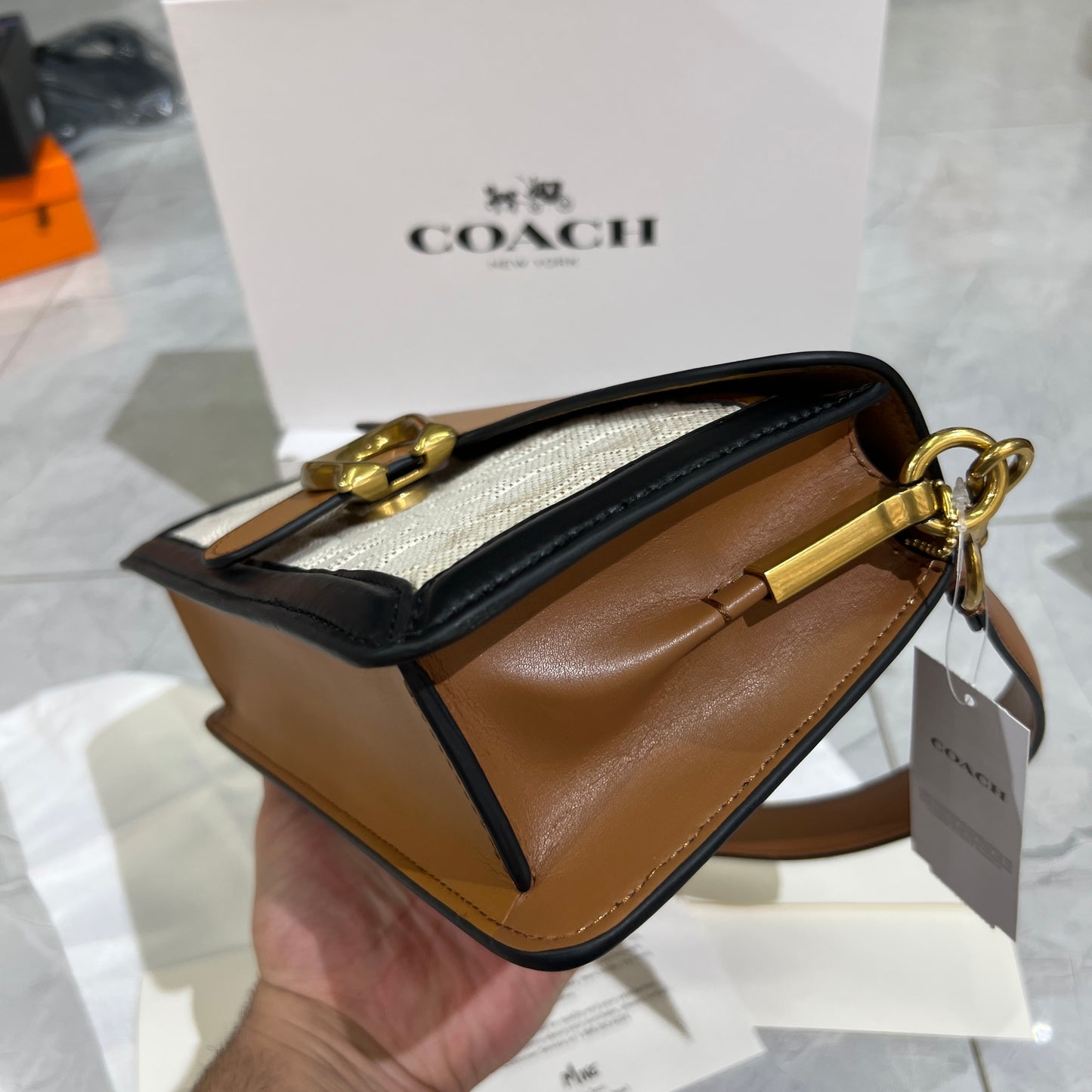 Branded Tan Pattern Bag