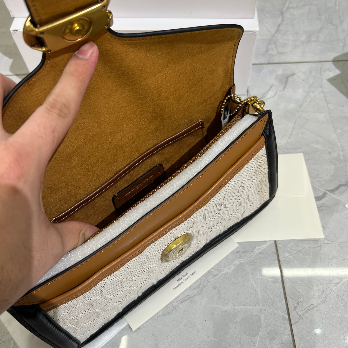 Branded Tan Pattern Bag