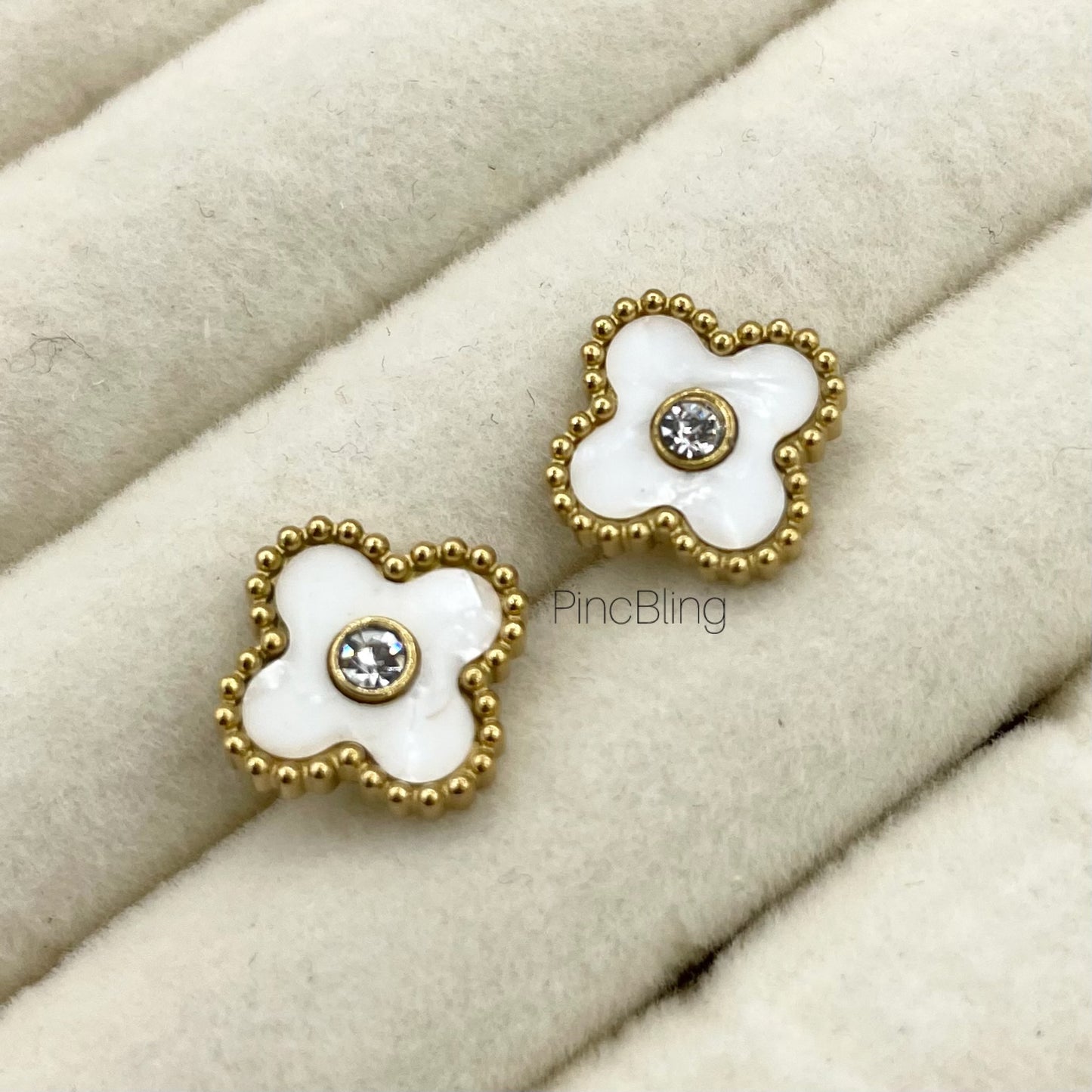 White Blossom Stud Earings