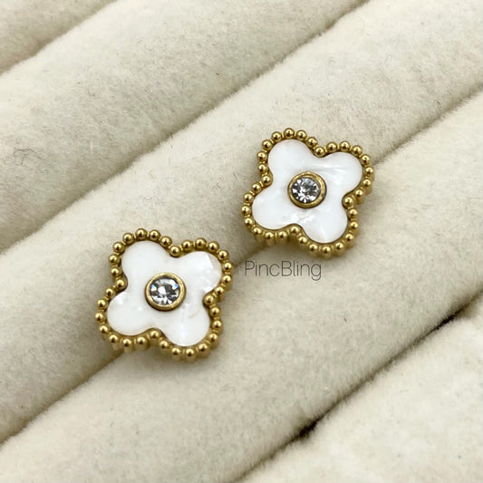 White Blossom Stud Earings