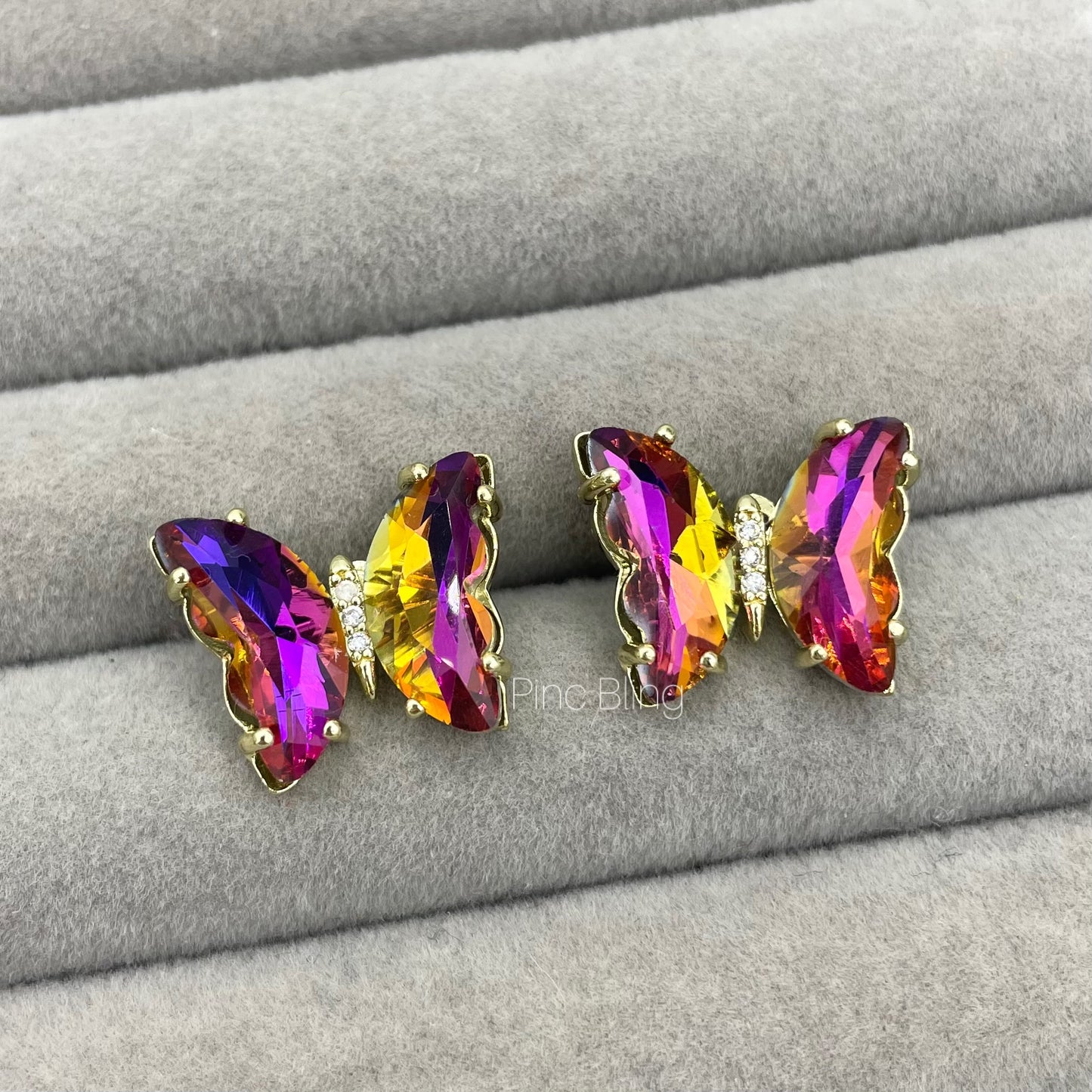 Butterfly ear stud crystal