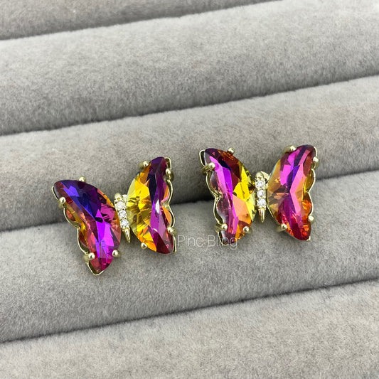 Butterfly ear stud crystal