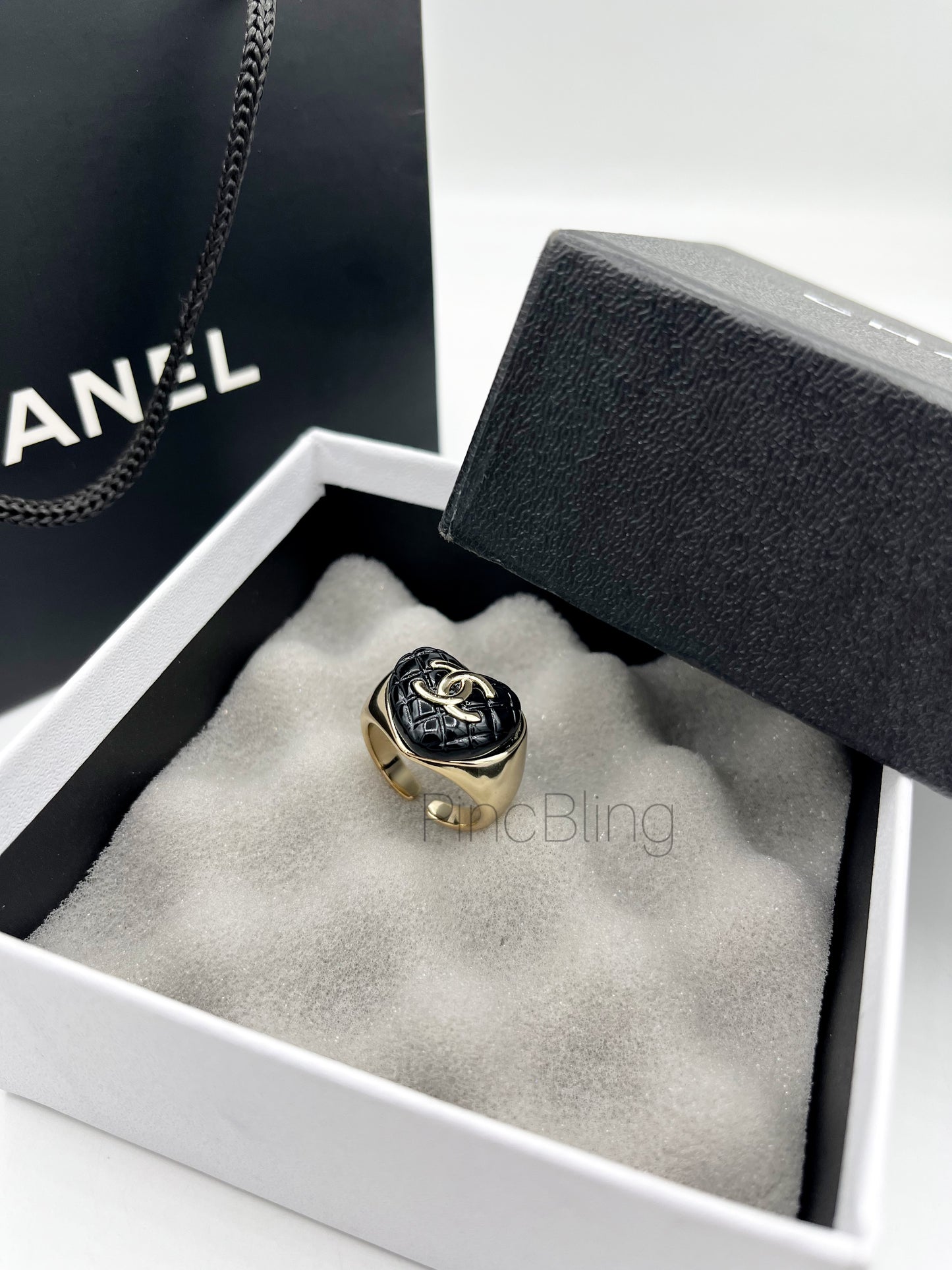 Black Heart Enamel Ring chnl LxR
