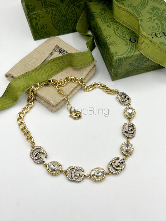Gold Interlocking Branded Necklace GU
