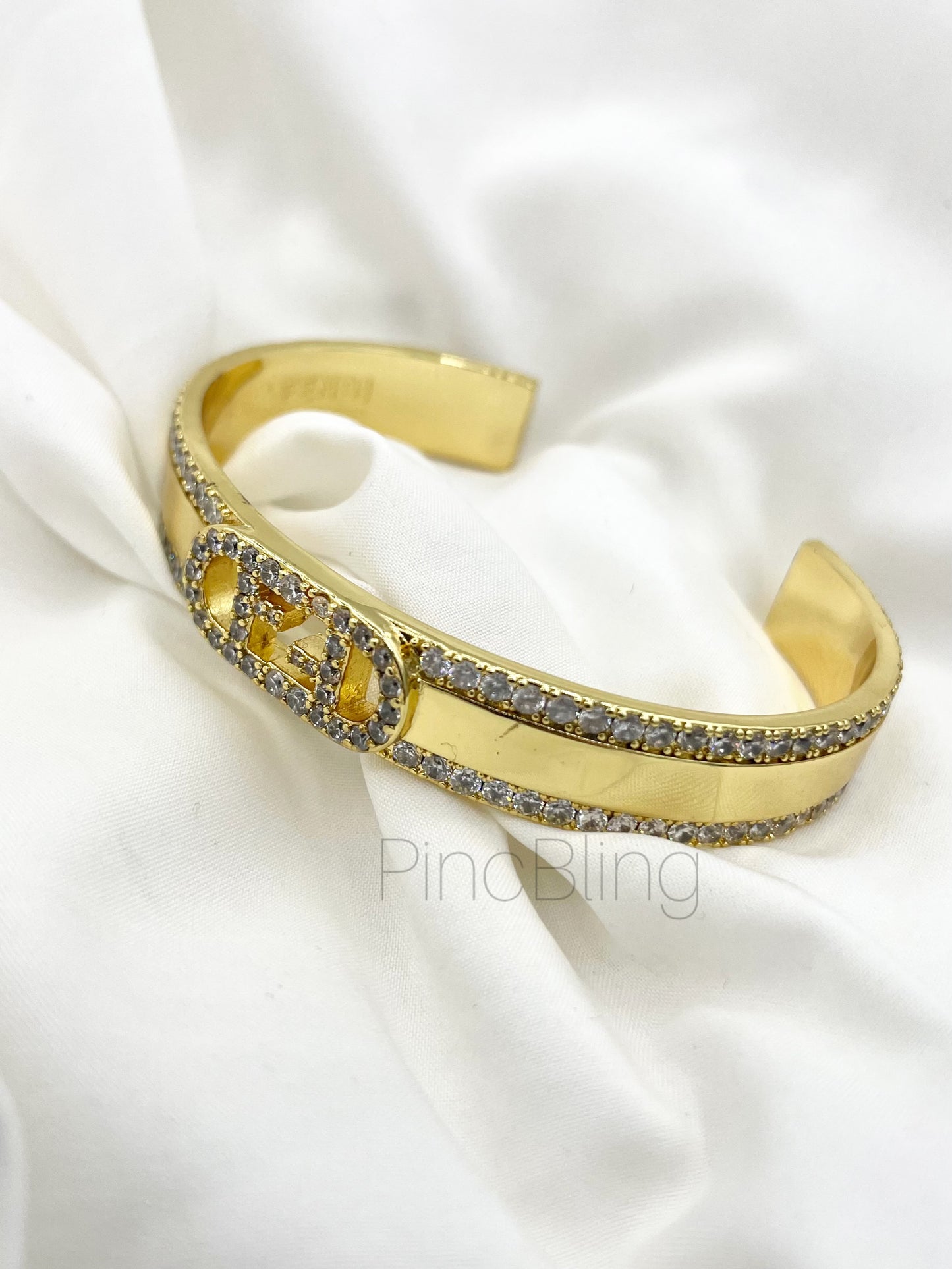 Gold Engraved Cuff Bracelet