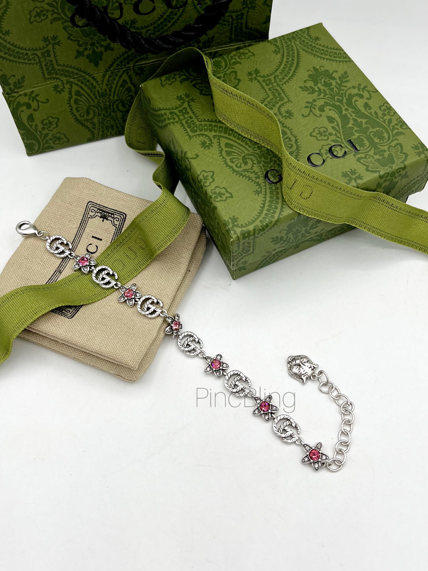 Silver Floral Charm Bracelet GU