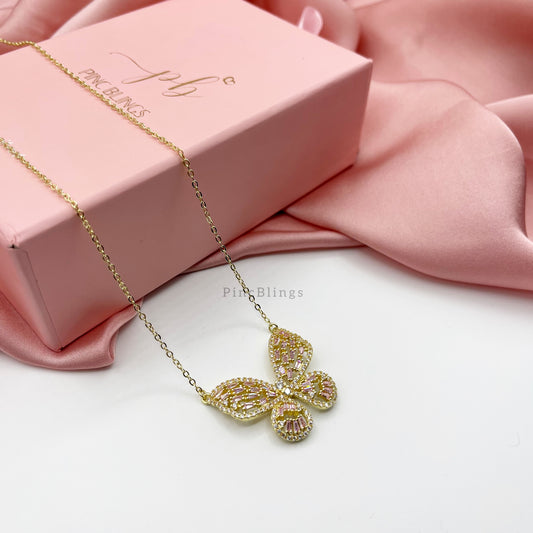 Butterfly necklace zircon