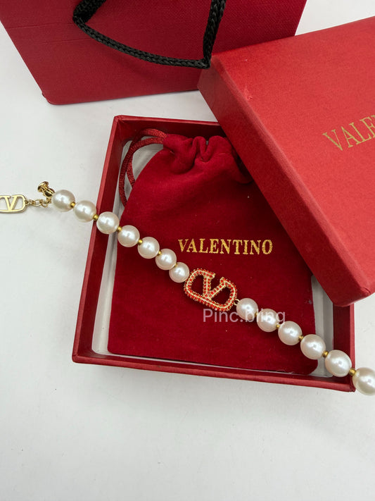 Vlogo Signature Bracelet With Pearls  LxB