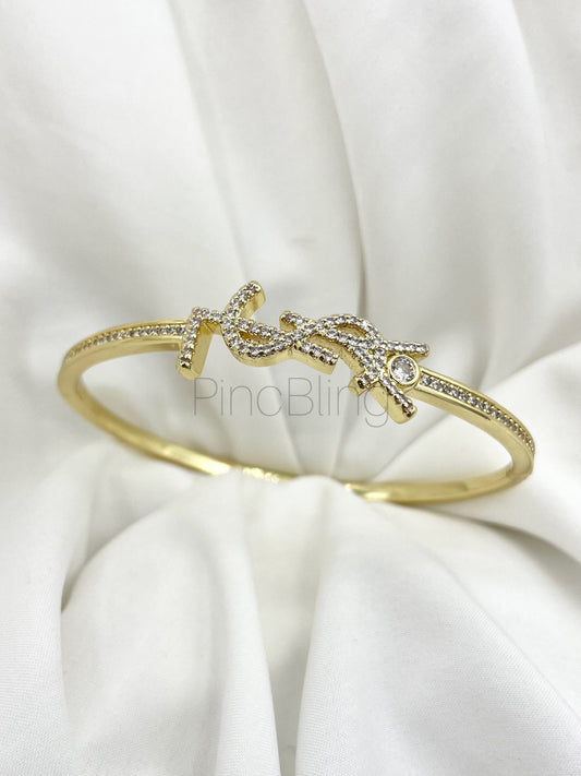 Gold Stone Initial Bracelet