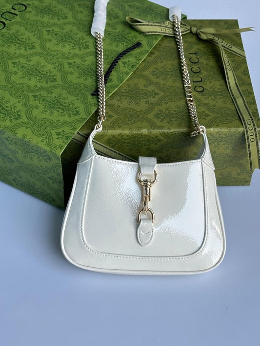 Cream Buckle Branded Bag