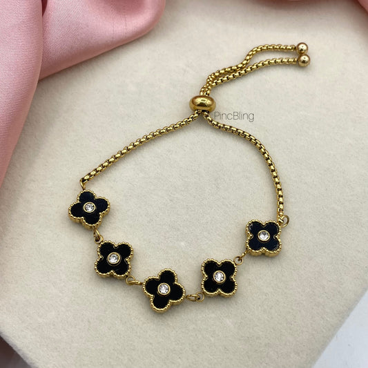 Adjustable Black clover Bracelet