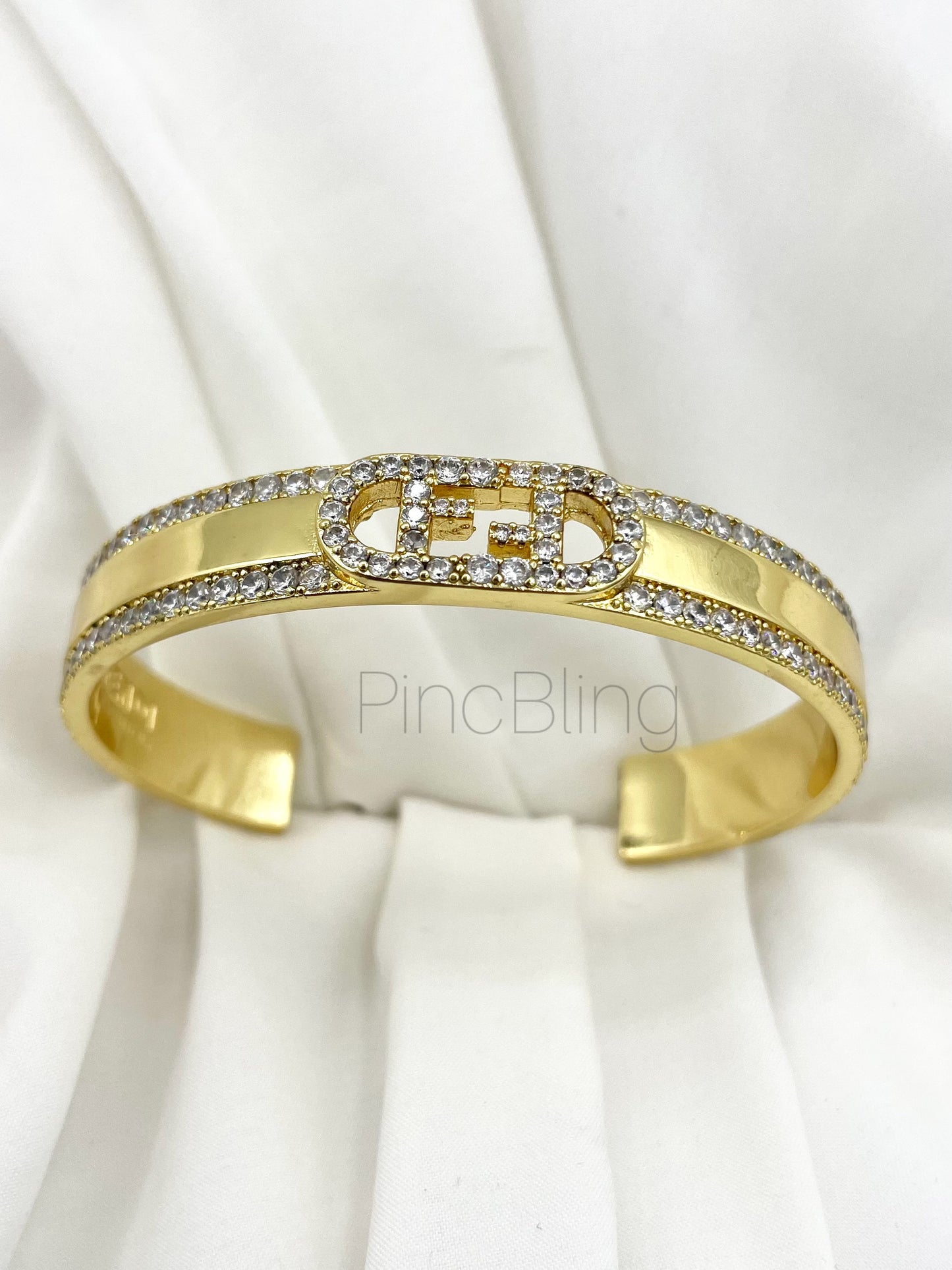 Gold Engraved Cuff Bracelet