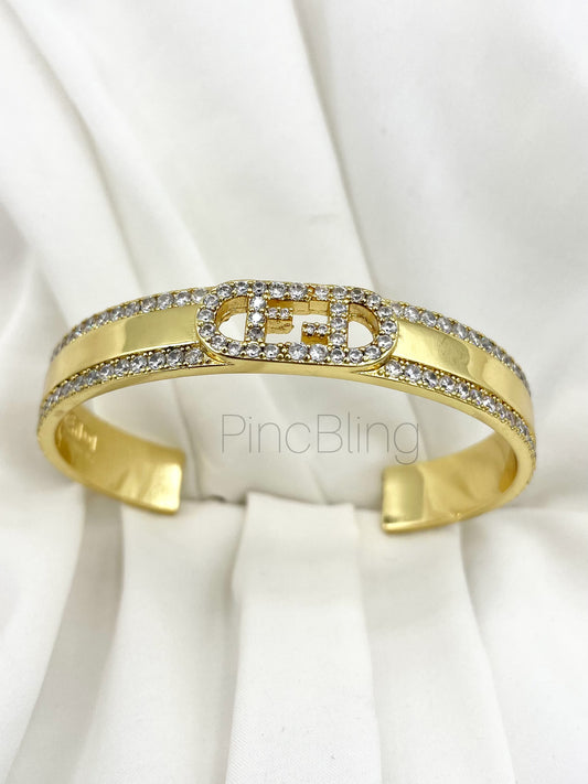 Gold Engraved Cuff Bracelet