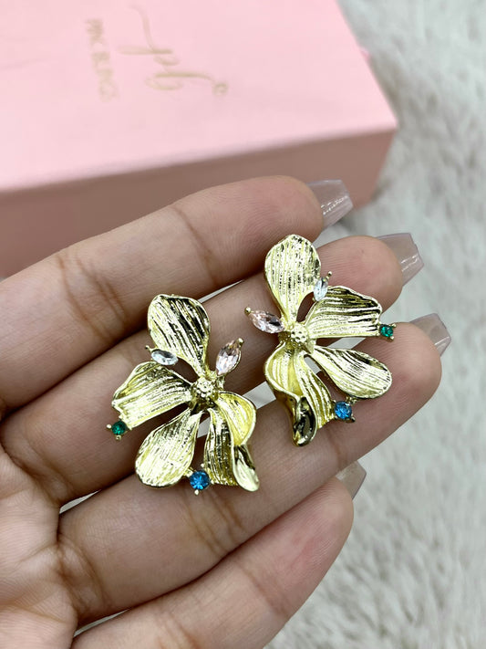 Flower multi stone earrings pbE