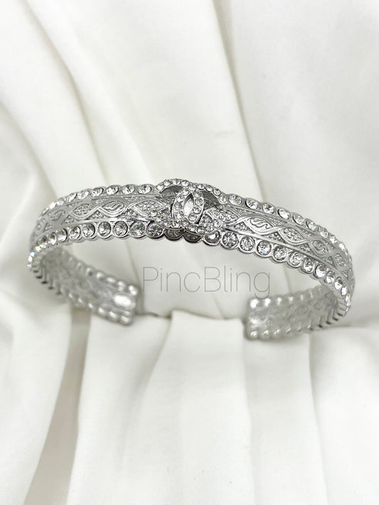 Silver Crystal Cuff Bracelet