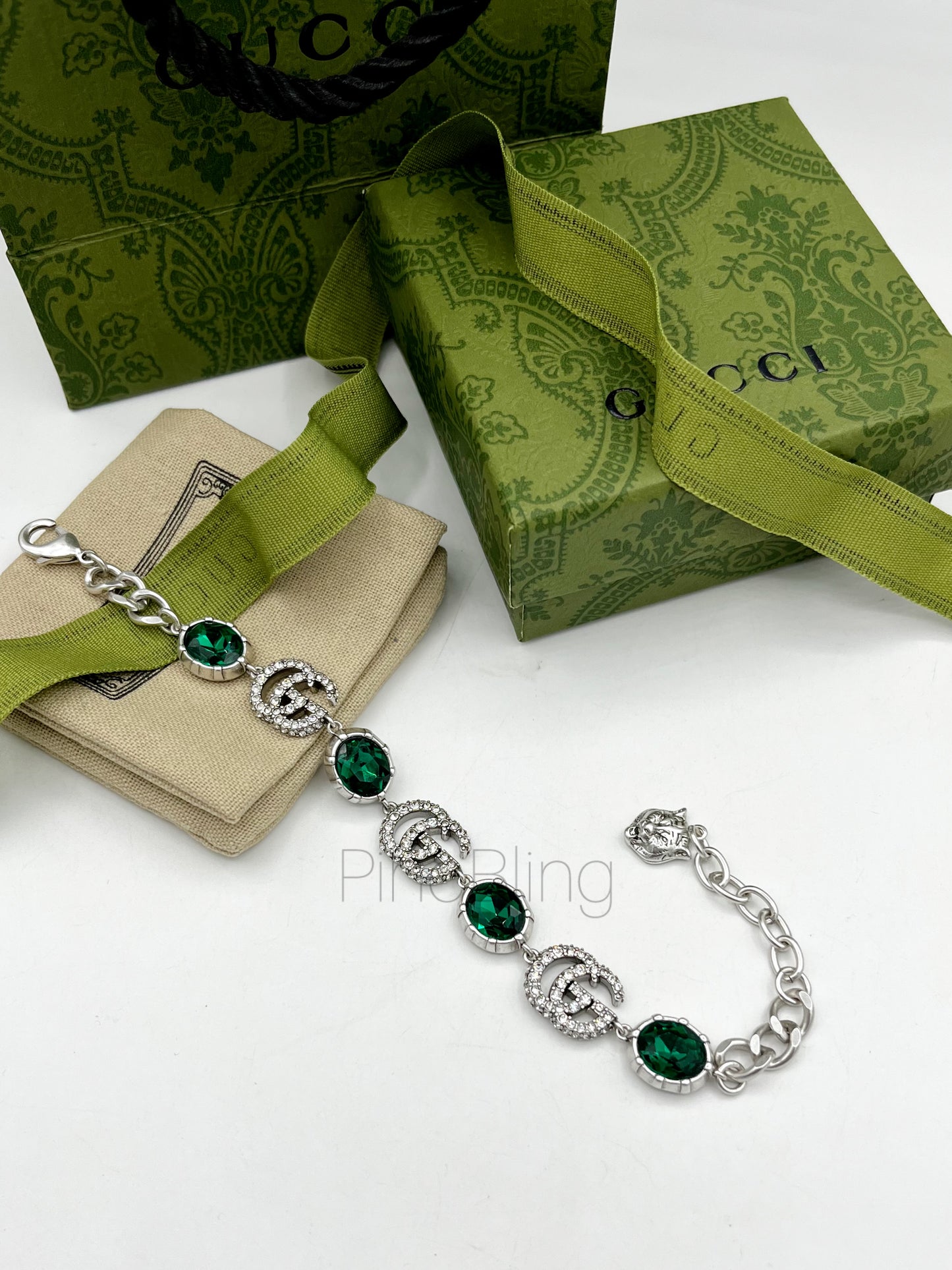 Emerald silver crystal bracelet GU
