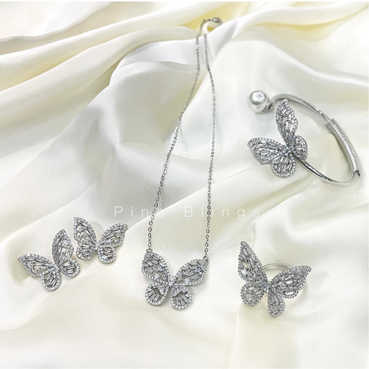 Zirconic butterfly set silver