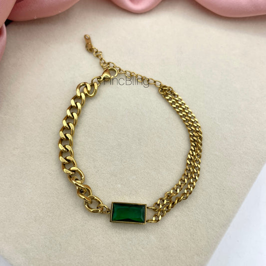 Emerald Accent Chain Bracelet