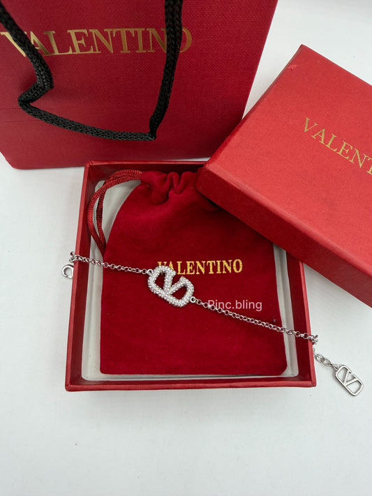 Vlogo Signature Silver Metal Bracelet LxB