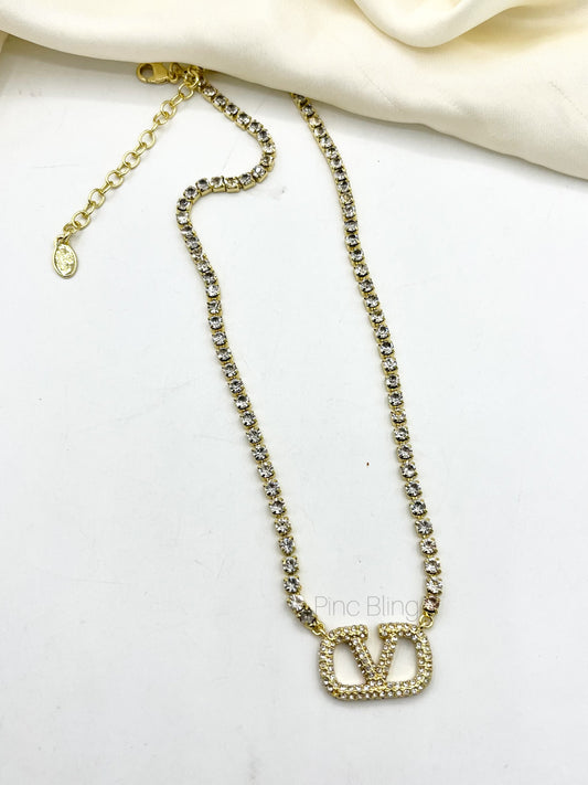 Stone Chain Charm Necklace