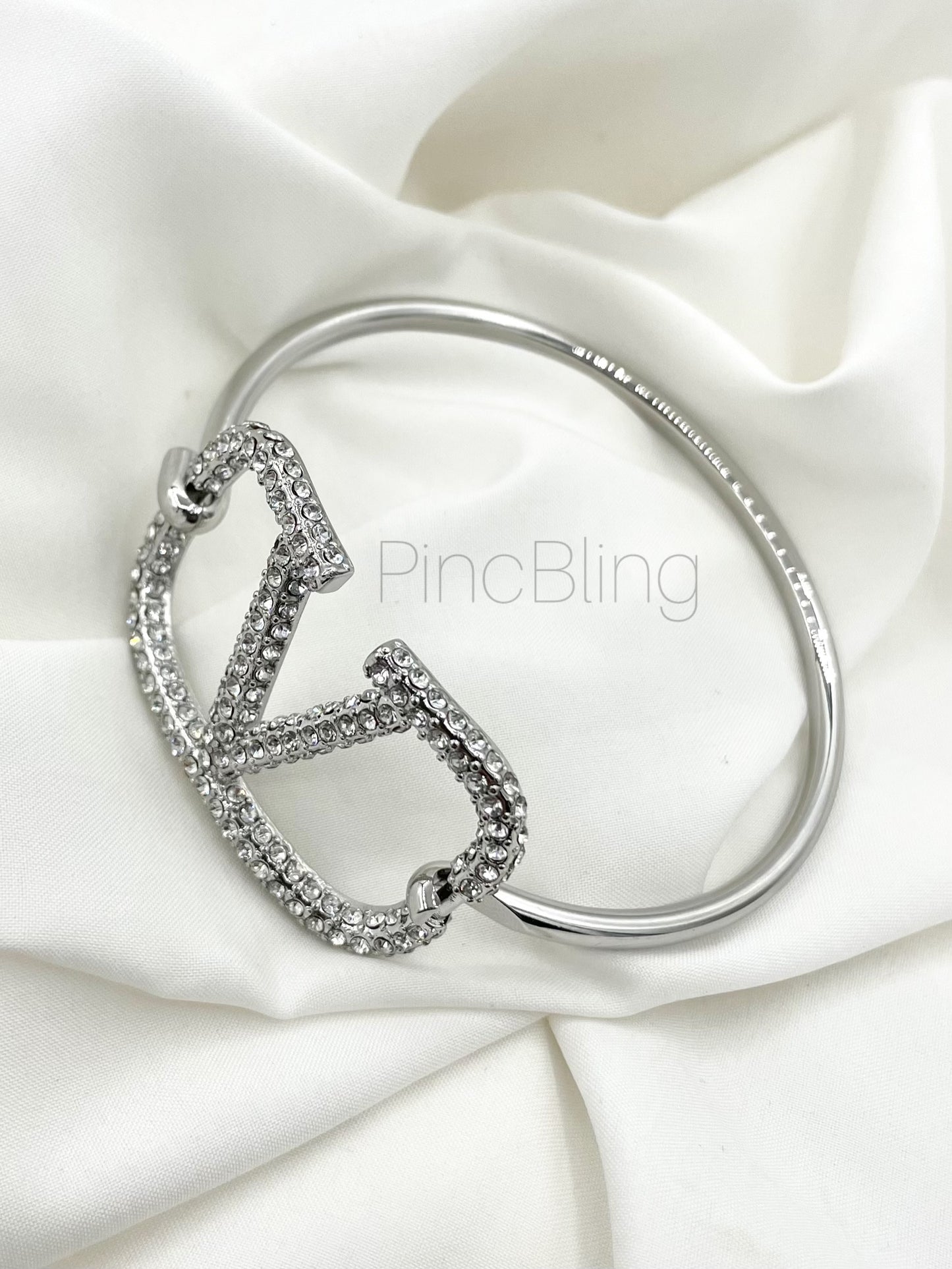 Silver V Initial Bracelet