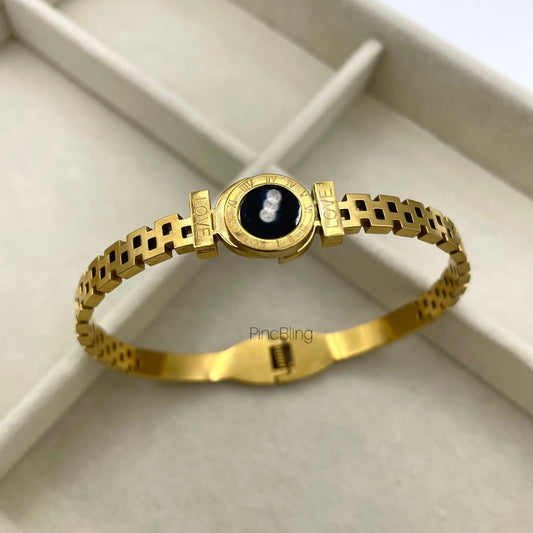Bold Black Circle Cuff Bracelet