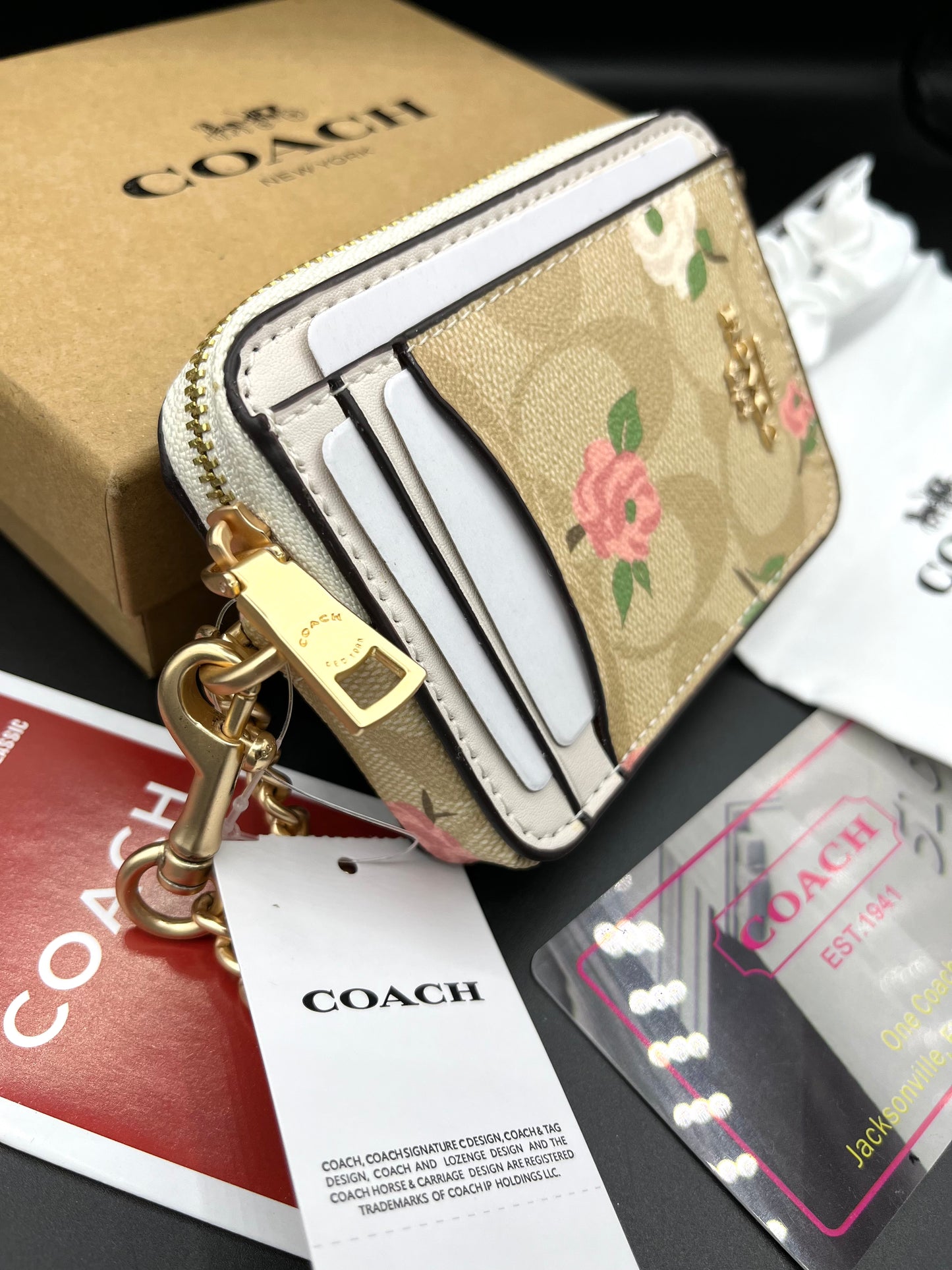 Signature Floral Zip Card Holder CH