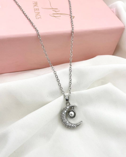 Silver Crescent Necklace