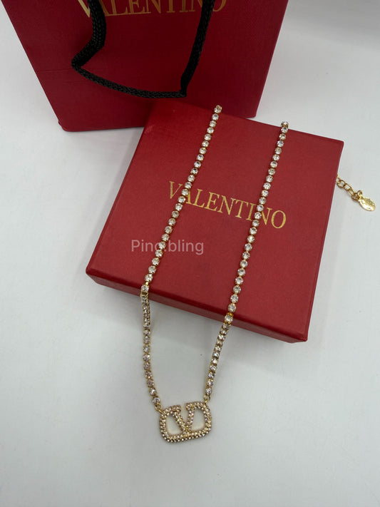 Stone Chain Charm Necklace L-V LxN